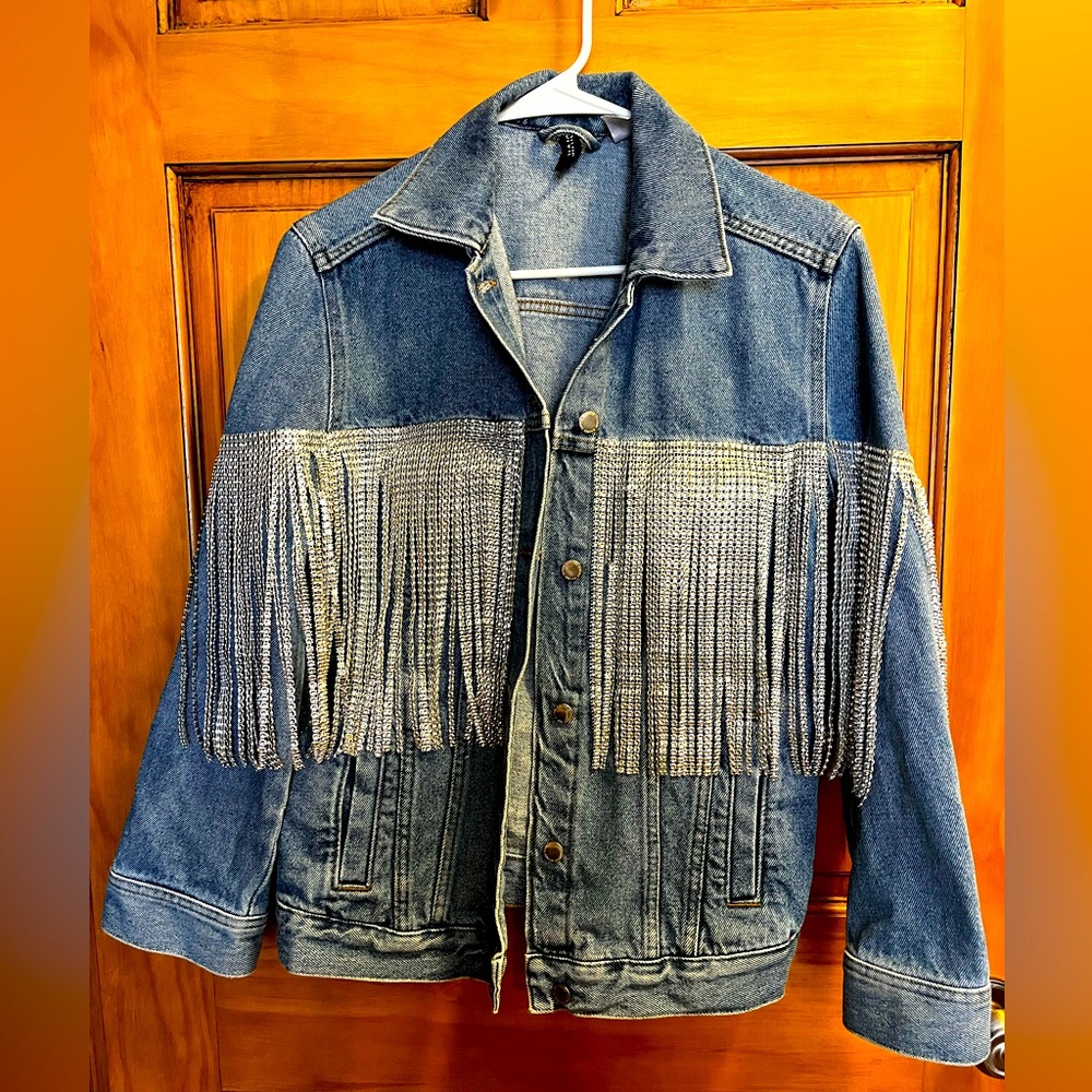 Denim fringe jacket